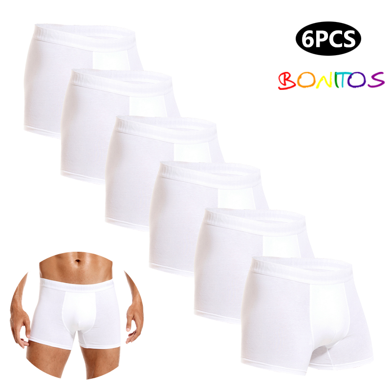 Multi Pack Underwear - 6pcs White Men Panties Cotton Boxers