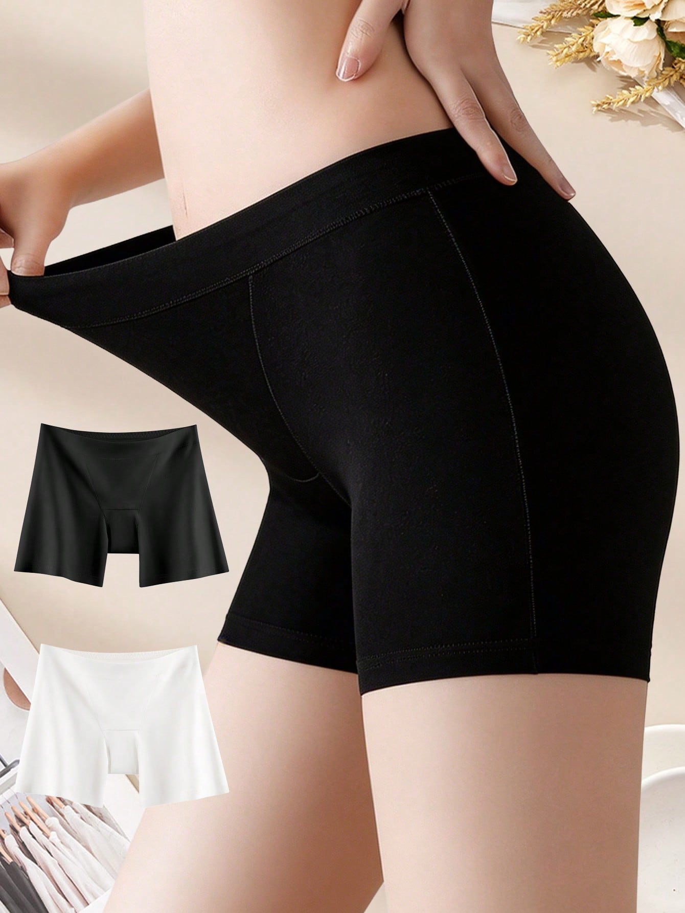 Boxer Brief Pack Cotton - 2PCS Cotton Safety Women's Shorts, High-Waist