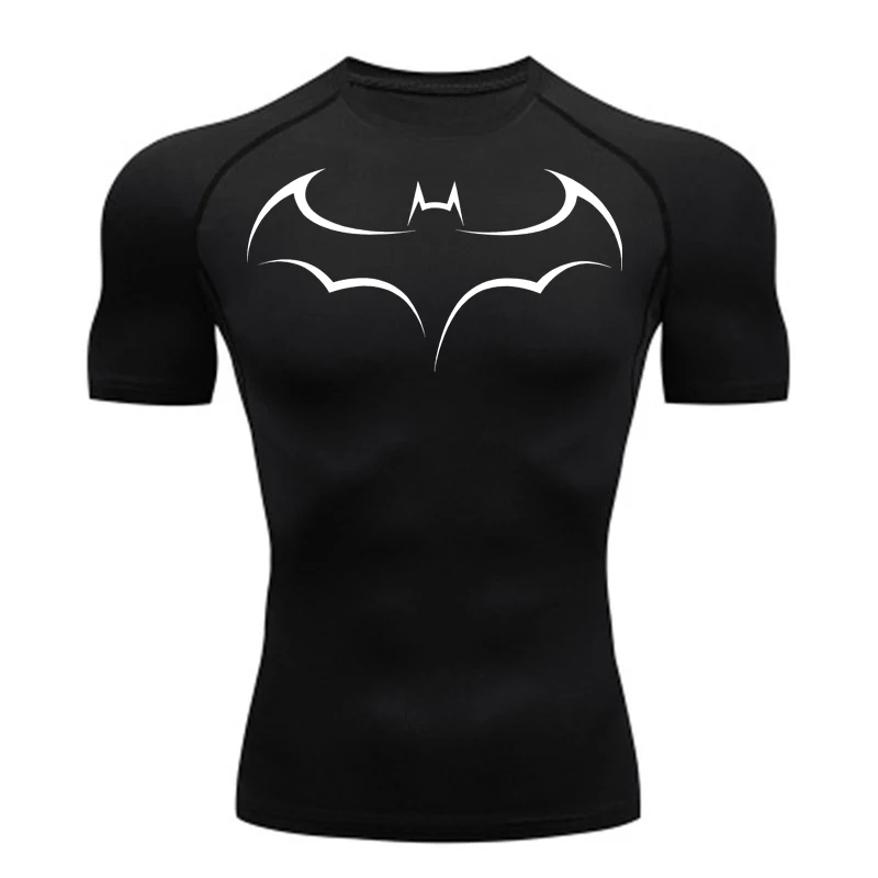 T Shirt Tight Fit - Bat Printed Men's Tight T-Shirt Running