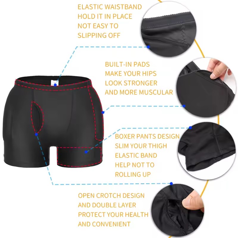 Men Padded Hip Enhancer Booty  - đánh giá và giá Boxer Brief Pack Cotton