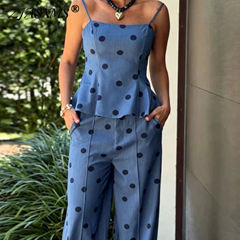 Vintage Dot Print Chambray Two - đánh giá và giá Suspender Tank Top