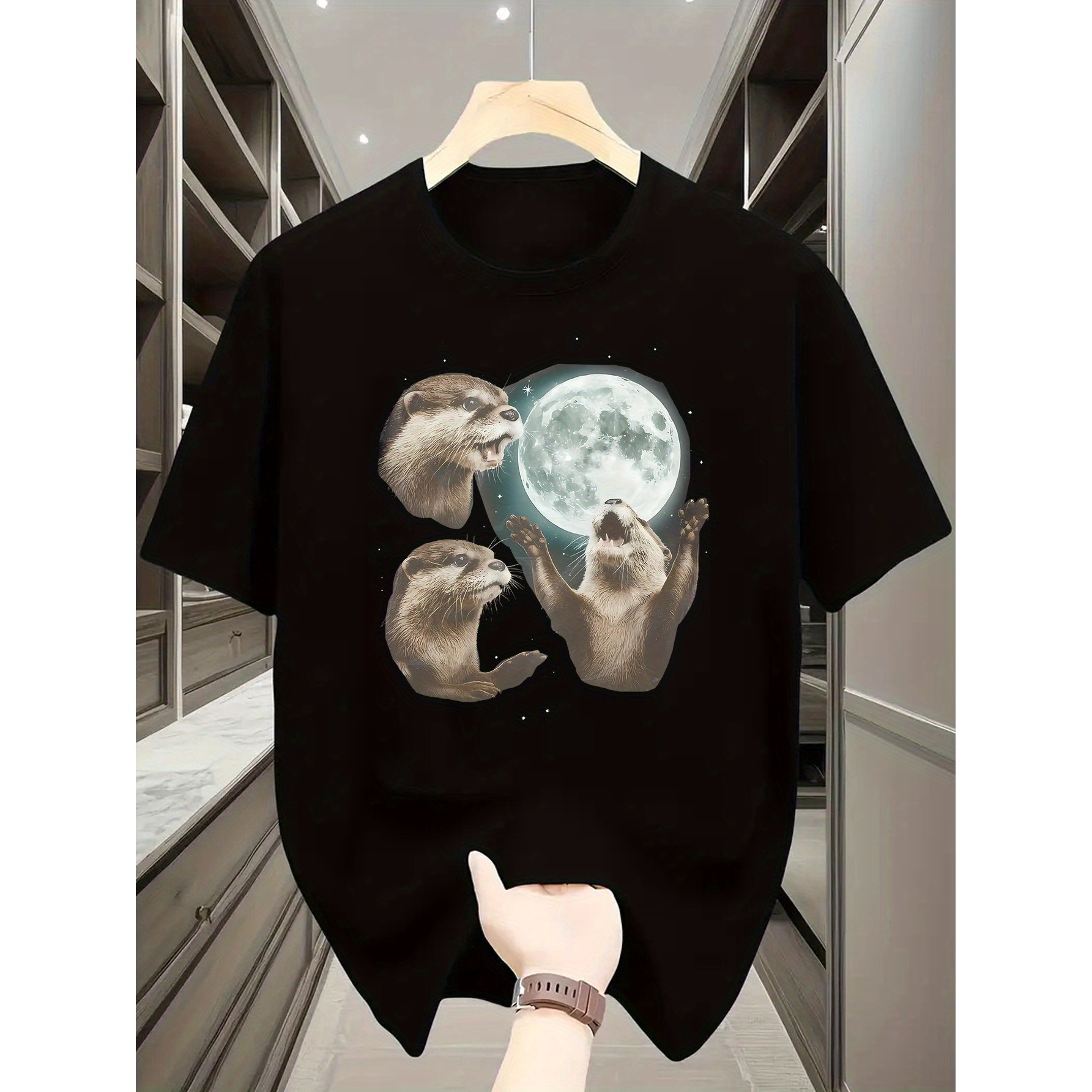 Playful Otters Under Moonlight - đánh giá và giá Undershirt Crew Neck