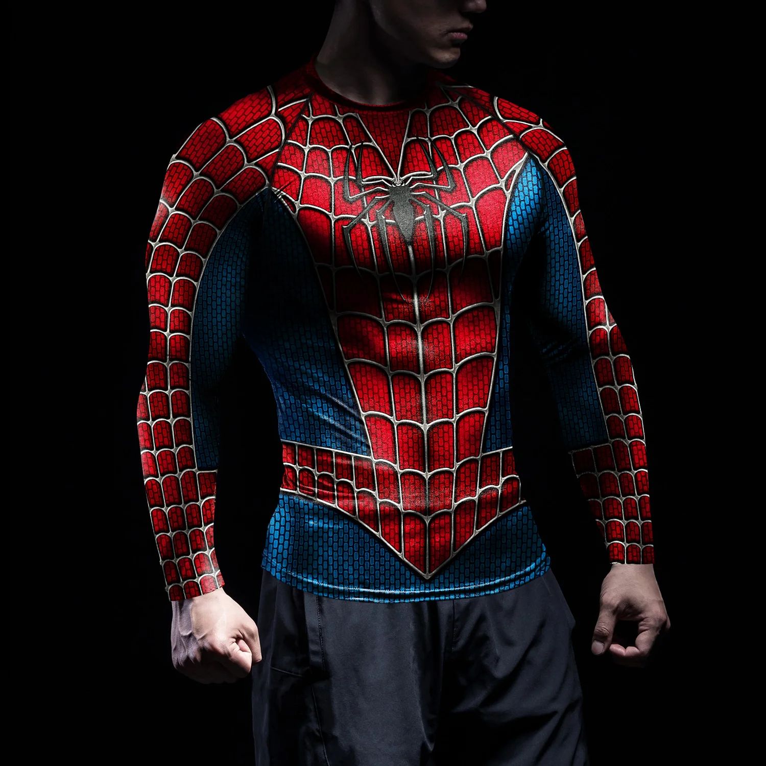 Spider Print T-Shirt Men Compr - đánh giá và giá T Shirt Tight Fit