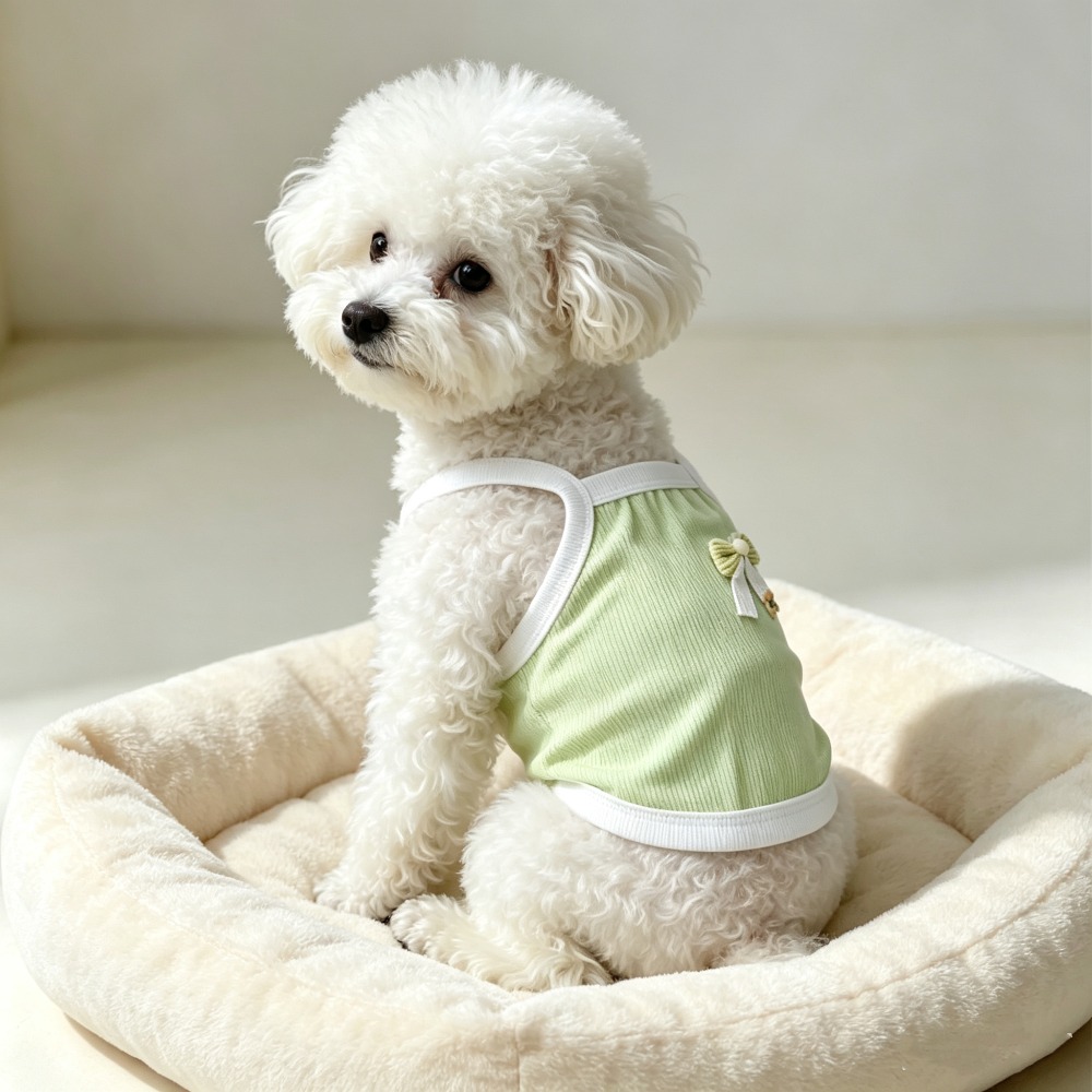 1pc Light Green Ribbed Pet Cam - đánh giá và giá Tank Top Ribbed